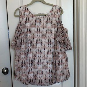 Patterned cold shoulder blouse